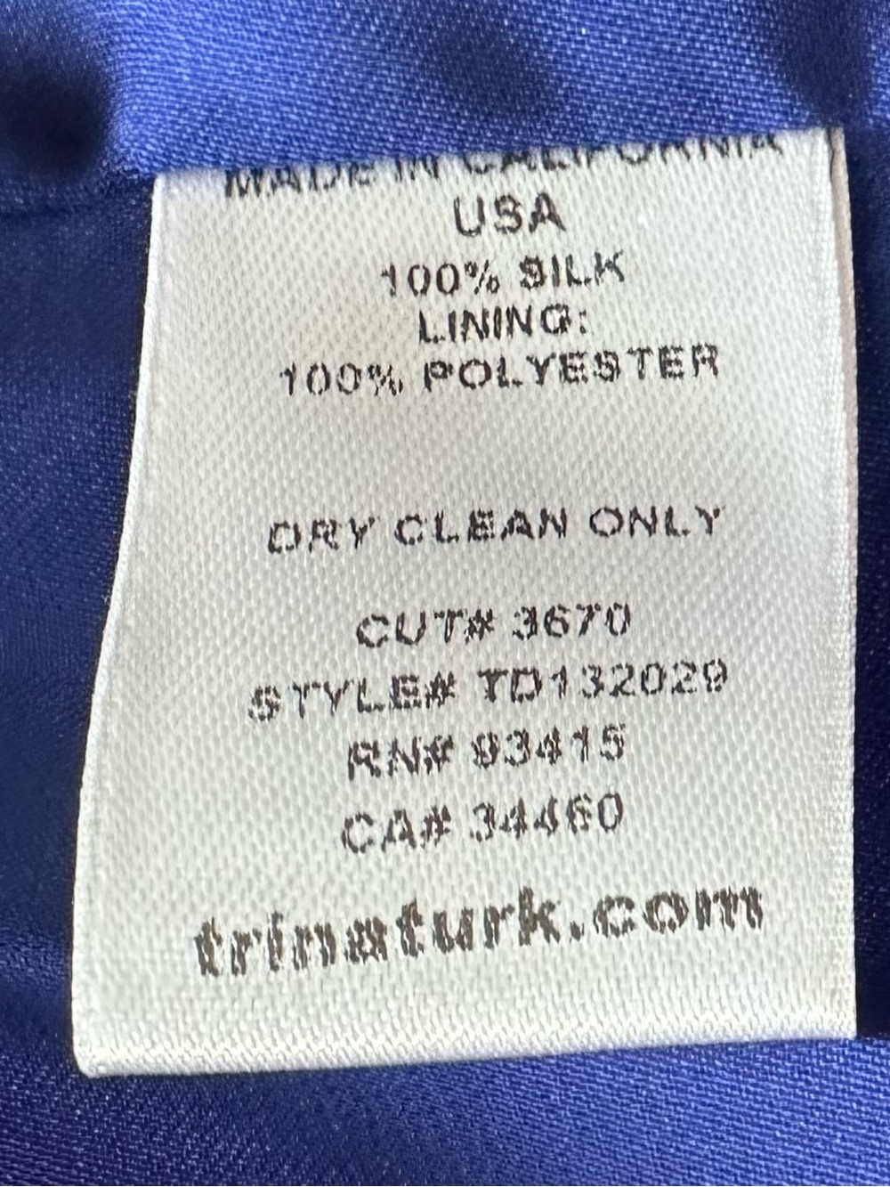 Trina Turk 100% Silk Shift Dress Blue Teal Abstract Print Lined Made USA Size 6 - Picture 8 of 11